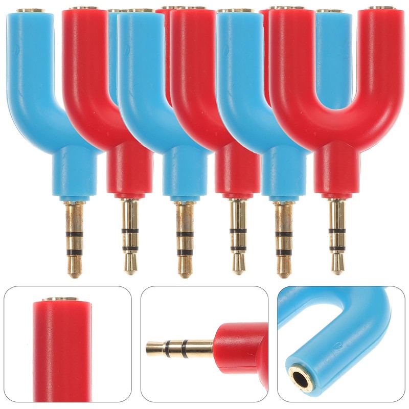 CAXUSD 5sets Professional Headset Splitter 1 to 2 Headphone Adapter