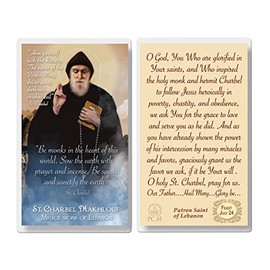 THE SAINTS COLLECTION St. Charbel Laminated Prayer Cards pack of 20
