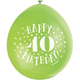 Happy 40th Birthday Assorted Colors Latex Balloons (22cm) Pack of 10 - Festive & Fun Party Decorations, Pink