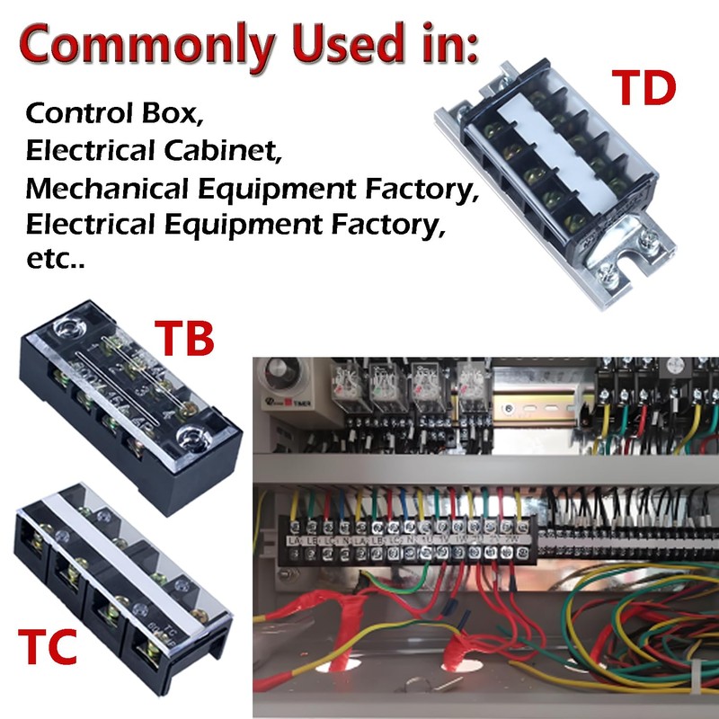 DIANQI 1 Pack Terminal Block, 200A 3 Positions Dual Row