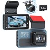 Zengest Dash Cam Front and Rear with 64GB Card, 4K+1080P