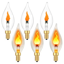 Vicstone Flame Light Bulbs E12 Candelabra, Realistic Flickering LED Fire Light Bulb, Flicker Bulb for Lantern Lamp Chandelier, Halloween Christmas Holiday Indoor Outdoor Porch Patio Decorations，6