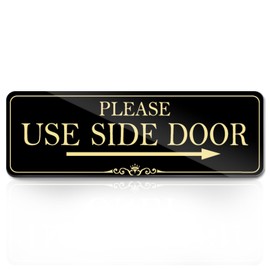 9x3 Inch Use Side Door Sign Right Arrow Acrylic Self-stick Door Wall Signage Great for Business Stores House (Royal Black)