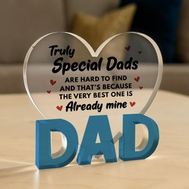 Red Ocean Gifts For Special Dad Acrylic Heart Plaque 10cm x 10cm Dad Birthday Gifts from Daughter Son Fathers Day Birthday Christmas for New Best Gift