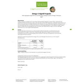 Sanct Bernhard Omega-3 Algae Oil Capsules | Vegan | 650 mg Vegetable Omega 3 Oil | 60 Capsules