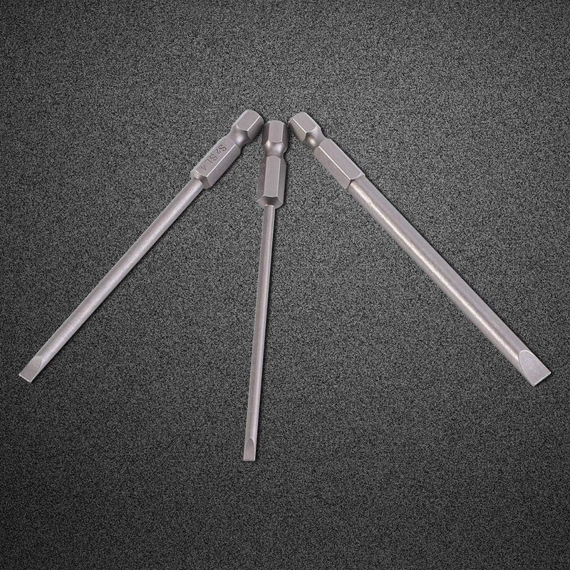 4Pcs 100mm Flat Head Slotted Tip Screwdrivers Bits 3mm-6mm S2