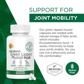 Plantonin New Zealand- Green Lipped Mussel for Humans - 19,000mg Serving, Natural Immunity and Joint Care, Helps Alleviate Joint Pains, Non GMO & Gluten 60 Capsules