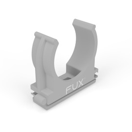 FUX Pack of 100 Pipe Clamps M16-M50, 16 mm - 50 mm Pipe Holder Pipe Clip Plastic for Isor Pipe, Rod Tube, Cable Empty Pipe Stackable and Suitable for Screwing (M16, 16 mm Light Grey)