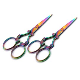 AAPROTOOLS Set of 2 Multi Titanium Color Rainbow Sewing Embroidery Scissors 3.5" Various Styles A+ Quality