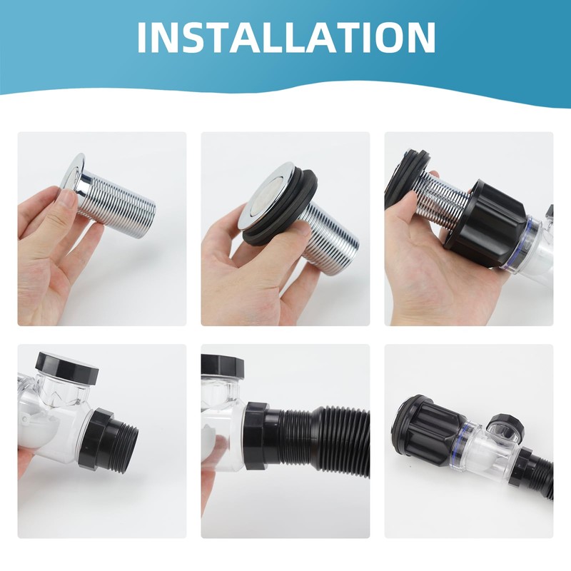 Drain Pipe Kit for Sink Drain Sink Plug Stopper Siphon
