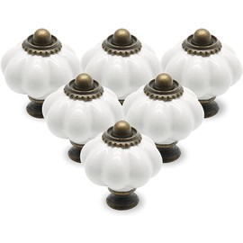 Cjueiom 12 Pack Ceramic Drawer Knobs, White Vintage Cupboard Knobs with Mounting Screws, Antique Wardrobe Pull Handles for Kitchen Cabinet and Dresser