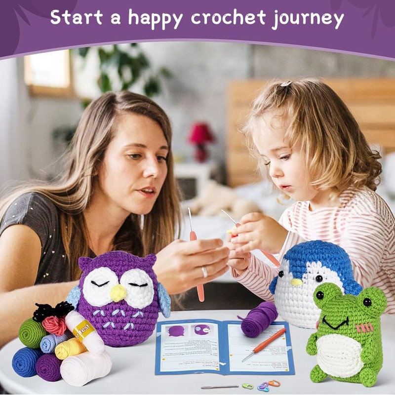YANGUN Complete Crochet Set for Beginners Animals, Crochet Pack for