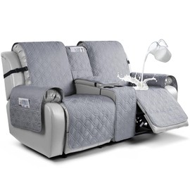 VANSOFY Loveseat Recliner Cover with Console 100% Waterproof Sofa Slipcovers Non-Slip Reclining Couch Cover Split Sofa Covers Furniture Protector for Pets, Dogs(Light Gray)