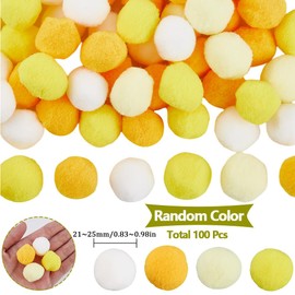 SUNNYCLUE 100Pcs Yellow Pom Pom Balls Poms Poms Bulk 25mm Polyester Multicolor Soft Fluffy Fuzzy Decors Round Small Pompoms Ball for Making DIY Creative Art Crafts Party Home Decorations Supplies