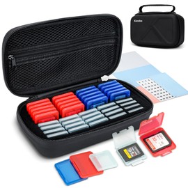 EVA PU CFexpress Type A Card SD Card Holder with 40PCS Individual Plastic Memory Card Case for 20 CFexpress Type-A Cards & 20 SD SDXC SDHC Cards,Water-Resistant CFA Memory Card Storage for Sony Camera