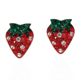 Strawberry Sensation CZ .925 Silver Stud Earrings