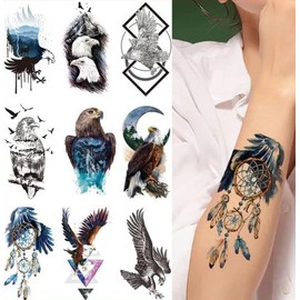 9 Sheets Eagle Tattoos Temporary Tattoos Arm Tattoo Festival Tattoo Animal Tattoo Fake Tattoo Eagle9