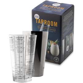 Taylor’s Eye Witness Glass & Stainless Steel Boston Recipe Cocktail Shaker Tool - 700ml/400ml (26.5/14fl oz). Stainless Steel Silver Coloured Lid. Measuring Scale & Recipes on Glass Shaker.
