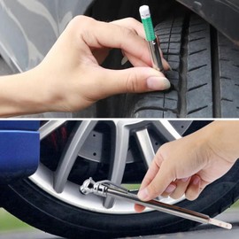 LEONTOOL Color Coded Tire Tread Depth Gauge 32nds with Pencil Tire Pressure Gauge 5-50 PSI, Air Pressure Gauge for Tires, Professional Tire Thread Meter Tool for Motorcycle,School Bus,SUV