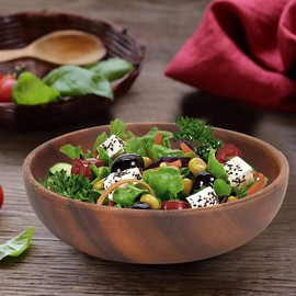 Salad Bowl, Wooden Crafts Plates Food Container Serving Bowl for Coffee Shop, Fruit, Salad, Snack, Soup, Dessert Ideal Dining Table Decor Wedding Birthday Housewarming Parties(17.5 * 4CM)