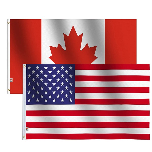 2Pack American&Canada Flag 3x5 Ft. Printed Stars and Stripes USA
