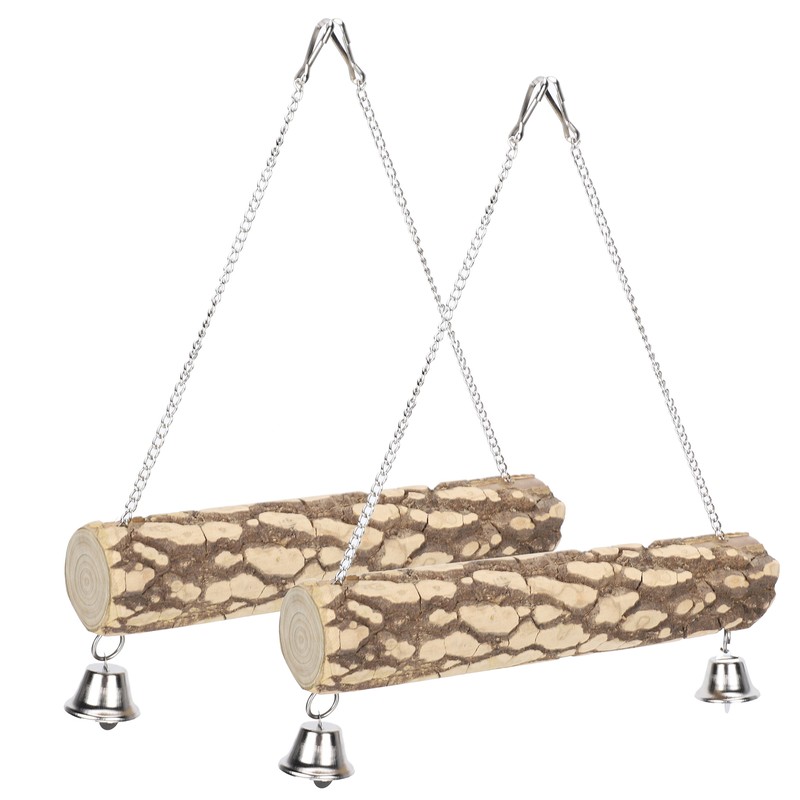 2pcs Pet Birds Parrots Wooden Swing Stand Bar Safety Toy