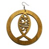 Jesus Fish Symbol Spiritual Ichthus Wood Engraved Big Circle Round