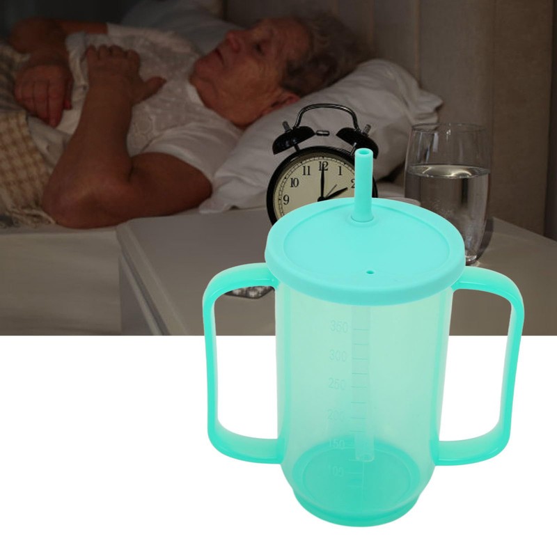 Adult Drinking Cup, Straw Cup with 2 Handles, Leakproof Plastic
