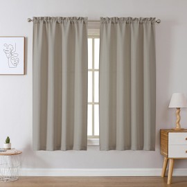 Chyhomenyc Stone Beige Curtains 63 Inch Length 2 Panels, Faux Linen Textured Semi Sheer Light Filtering Soft Airy Rod Pocket Window Treatment Drapes for Living Room Bedroom, Each 40" Wx63 L