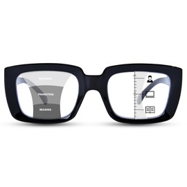 YUKANG Progressive Multifocus Reading Glasses for Women Men Anti Blue Light Blocking Square Computer Readers Spring Hinge Black 2.5
