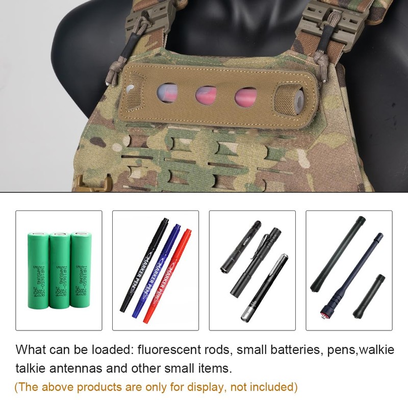 Tactical Glow Stick Pouch Chemlight Pen Holder Flashlight Battery Organizer