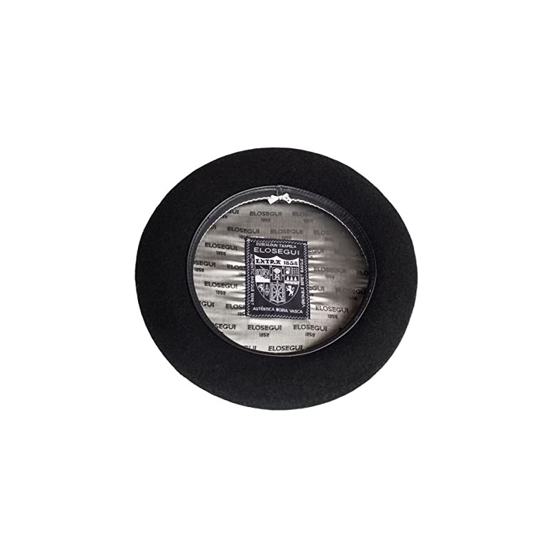 Elosegui Basque Beret 1858 Black 100% Merino Wool with Bathrobe,