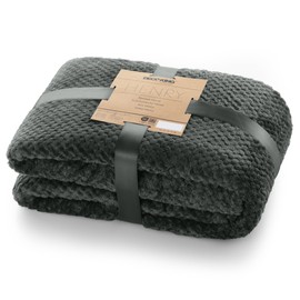 DecoKing Henry Cuddly Blanket, Soft, Fleece Microfibre Bedspread in Scandinavian Style, Grey Anthracite, 150 x 200 cm