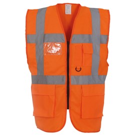 Yoko Men's Yk002/Hvw801 Multi-Functional Executive Hi-Vis Waistcoat - Orange, Large