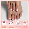 24PCS Press On Nails Short French Tip Fake Nails Glossy