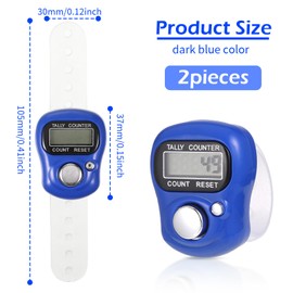 Pack of 2 Digital Finger Counter, Electronic Finger Counter, Row Counter, Mini Coloured Hand Counter, Clicker, Row Counter, Mini Hand Counter for Counting Indoor and Outdoor Activities (Navy Blue)