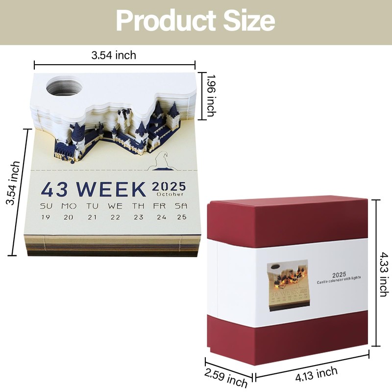 Time Piece Calendar 2025, 2025 Desk Calendar 3D Art Carving