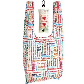 Epios 7338 Eco Bag, Foldable, Compact, Shopping Bag, Worldwide "Hello", Height 15.0 x Width 13.0 x Depth 3.9 inches (38 x 33 x 10 cm)