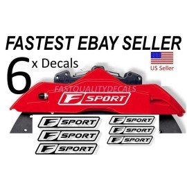 Super Graphic Decal 6 x F SPORT  Lexus Brake Caliper Decal sticker - High Temp -Color Options- FAST - Silver