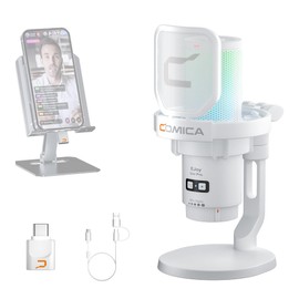 comica EJoy Uni Pro Wireless USB Microphone with USB C Receiver,RGB Condenser Microphone for Streaming/Podcasting/YouTube/Vocal Recording,Gaming Mic for PC/Computer/Mac/Phones (Mic Stand)