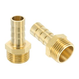 sourcing map 2 Pcs Brass Hose Barb Fitting, 3/8" Barb x G 3/8 Male Brass Barb Pipe Fitting Adapter with Tape for Connect Pipes Mechanical Devices Plumbing Equipment