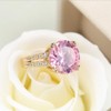 Hongcaihu pink synthetic cushion cut 5ct zircon ring 5A inlaid