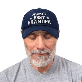 DALIX Worlds Best Grandpa Dad Hat Grandfather Gift Cotton Cap in Navy Blue