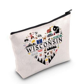 Wisconsin Gift Wisconsin State Cosmetic Bag Wisconsin Lover Gift for Her (Wisconsin CA Bag)
