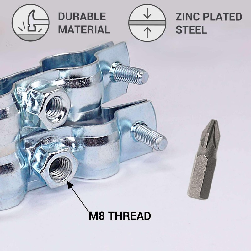 SKIR'CO Double Pipe Bracket for 16-20 mm Pipes, Pipe Support