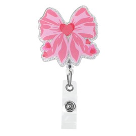 Pink Bow Badge Reel, Retractable Cute ID Badge Holder for Nurses Nursing Student Teacher Accessories for RN LPN CNA MA Medical Workers & Healthcare Professionals