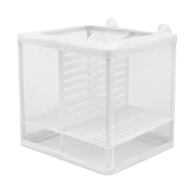 Fish Tank Breeder Net, Aquarium Breeding with Nylon Fine Mesh & 4 Suction Cups Multi-functional Incubator Tank for Breeding Fishes Betta Shrimp Hatching Protection Floating Nursery Box 16 * 14 * 15cm