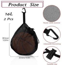 2 PC Single Ball Bag with Zipper Pocket,Single Ball Bag,Single Mesh Ball Bag,Drawstring Football Storage Bag Backpack Ball Net for Carrying Basketball Volleyball Soccer Football Ball Net Bag