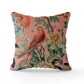 BRUYU5SE Manor Blush Chinoiserie Bird Pillowcase Hydrangea Peacock in Coral Pillowcase 16x16 INModern Accent Decorative Cushion Covers Home Decor for Couch Tent Park