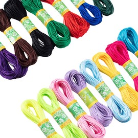 PH PandaHall Elite 15 Colors 300 Yards Satin Nylon Trim Cord 1.5mm Rattail Silk Cord String for Macrame Necklace Bracelet Beading Cord Jewellery Making